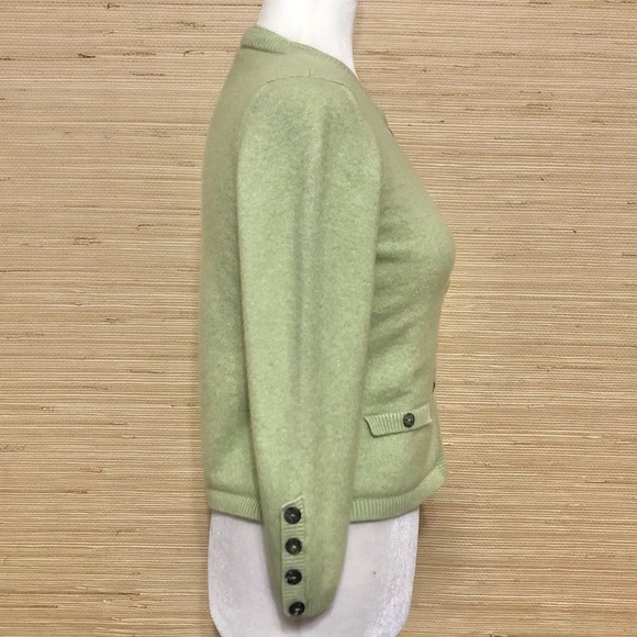 Green Button-Up Women's Cardigan - Picture 2 of 11